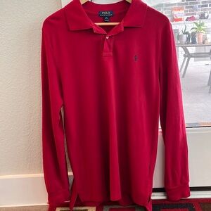 Authentic red Ralph Lauren Boys Polo size Xl 18 / 20 long sleeve
